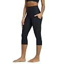 ODODOS Women's High Waisted Yoga Capris with Pockets, Tummy Control Non See Through Workout Athletic Running Capri Leggings