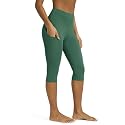ODODOS Women's High Waisted Yoga Capris with Pockets, Tummy Control Non See Through Workout Athletic Running Capri Leggings