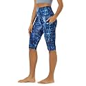 ODODOS Women's High Waisted Yoga Capris with Pockets, Tummy Control Non See Through Workout Athletic Running Capri Leggings