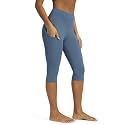 ODODOS Women's High Waisted Yoga Capris with Pockets, Tummy Control Non See Through Workout Athletic Running Capri Leggings
