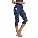 ODODOS Women's High Waisted Yoga Capris with Pockets, Tummy Control Non See Through Workout Athletic Running Capri Leggings