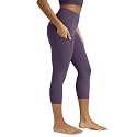 ODODOS Women's High Waisted Yoga Capris with Pockets, Tummy Control Non See Through Workout Athletic Running Capri Leggings