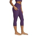 ODODOS Women's High Waisted Yoga Capris with Pockets, Tummy Control Non See Through Workout Athletic Running Capri Leggings
