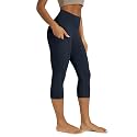 ODODOS Women's High Waisted Yoga Capris with Pockets, Tummy Control Non See Through Workout Athletic Running Capri Leggings