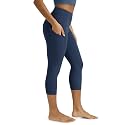 ODODOS Women's High Waisted Yoga Capris with Pockets, Tummy Control Non See Through Workout Athletic Running Capri Leggings