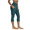 ODODOS Women's High Waisted Yoga Capris with Pockets, Tummy Control Non See Through Workout Athletic Running Capri Leggings