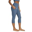 ODODOS Women's High Waisted Yoga Capris with Pockets, Tummy Control Non See Through Workout Athletic Running Capri Leggings