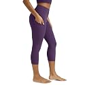 ODODOS Women's High Waisted Yoga Capris with Pockets, Tummy Control Non See Through Workout Athletic Running Capri Leggings