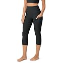 ODODOS Women's High Waisted Yoga Capris with Pockets, Tummy Control Non See Through Workout Athletic Running Capri Leggings