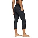 ODODOS Women's High Waisted Yoga Capris with Pockets, Tummy Control Non See Through Workout Athletic Running Capri Leggings