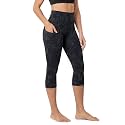 ODODOS Women's High Waisted Yoga Capris with Pockets, Tummy Control Non See Through Workout Athletic Running Capri Leggings