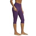 ODODOS Women's High Waisted Yoga Capris with Pockets, Tummy Control Non See Through Workout Athletic Running Capri Leggings