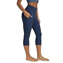 ODODOS Women's High Waisted Yoga Capris with Pockets, Tummy Control Non See Through Workout Athletic Running Capri Leggings