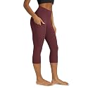 ODODOS Women's High Waisted Yoga Capris with Pockets, Tummy Control Non See Through Workout Athletic Running Capri Leggings