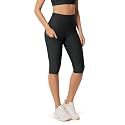 ODODOS Women's High Waisted Yoga Capris with Pockets, Tummy Control Non See Through Workout Athletic Running Capri Leggings