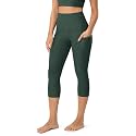 ODODOS Women's High Waisted Yoga Capris with Pockets, Tummy Control Non See Through Workout Athletic Running Capri Leggings