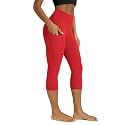 ODODOS Women's High Waisted Yoga Capris with Pockets, Tummy Control Non See Through Workout Athletic Running Capri Leggings