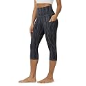 ODODOS Women's High Waisted Yoga Capris with Pockets, Tummy Control Non See Through Workout Athletic Running Capri Leggings
