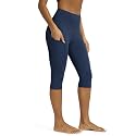 ODODOS Women's High Waisted Yoga Capris with Pockets, Tummy Control Non See Through Workout Athletic Running Capri Leggings