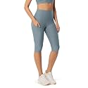 ODODOS Women's High Waisted Yoga Capris with Pockets, Tummy Control Non See Through Workout Athletic Running Capri Leggings