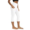 ODODOS Women's High Waisted Yoga Capris with Pockets, Tummy Control Non See Through Workout Athletic Running Capri Leggings