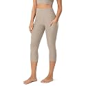 ODODOS Women's High Waisted Yoga Capris with Pockets, Tummy Control Non See Through Workout Athletic Running Capri Leggings