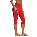 ODODOS Women's High Waisted Yoga Capris with Pockets, Tummy Control Non See Through Workout Athletic Running Capri Leggings