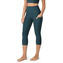 ODODOS Women's High Waisted Yoga Capris with Pockets, Tummy Control Non See Through Workout Athletic Running Capri Leggings
