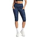 ODODOS Women's High Waisted Yoga Capris with Pockets, Tummy Control Non See Through Workout Athletic Running Capri Leggings