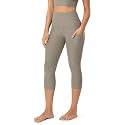 ODODOS Women's High Waisted Yoga Capris with Pockets, Tummy Control Non See Through Workout Athletic Running Capri Leggings