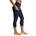 ODODOS Women's High Waisted Yoga Capris with Pockets, Tummy Control Non See Through Workout Athletic Running Capri Leggings