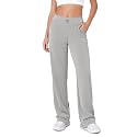 ODODOS Women's Modal Soft Wide Leg Pants with Pockets Adjustable Shockcord High Waist Casual Lounge Pants-27/29/31" Inseam