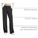 ODODOS Women's Modal Soft Wide Leg Pants with Pockets, Onyx Black, Medium