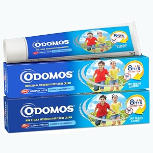 odomos non-sticky mosquito repellent cream with vitamin e amp almond oil - 200g 100g x 2  protection from mosquitoes  clinically tested amp pediatrician certified  8 hours protection against dengue malaria amp chikungunya