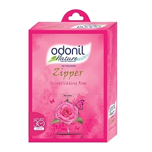 odonil bathroom air freshener zipper - scintillating rose - 10 g pack of 6