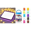 Odoorgames Kids Light Table – Light Up Sensory Table for Toddlers,100 Pcs Translucent Bear Counters - 10 Colors - Kindergarten Classroom & Light Table Manipulatives