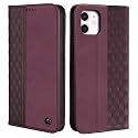 Wallet Case for iPhone 12/12 Pro 6.1 inch - [Strong Magnetic] PU Leather Folio Flip Case with Card Holder Kickstand Protective Phone Cover - Wine Red
