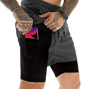 OEBLD Mens Athletic Shorts 2-in-1 Gym Workout