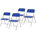 OEF Furnishings OEF805 OEF800 Series Lightweight Plastic Folding Chair (Blue Seat, Grey Frame, 4-Pack)