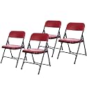 OEF Furnishings OEF818 OEF800 Series Lightweight Plastic Folding Chair (Deep Red Seat, Black Frame, 4-Pack)