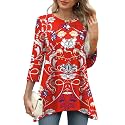OFEEFAN Tunic Tops for Women Loose Fit Dressy 3/4 Length Sleeve Womens Tops with Asymmetrical Hem S-4XL
