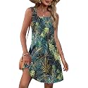 OFEEFAN Womens Square Neck Tank Dresses 2026 Summer Spring Loose Swing Sundresses with Pockets Plain/Print