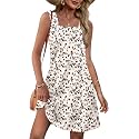 OFEEFAN Womens Square Neck Tank Dresses 2026 Summer Spring Loose Swing Sundresses with Pockets Plain/Print