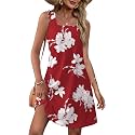 OFEEFAN Womens Square Neck Tank Dresses 2026 Summer Spring Loose Swing Sundresses with Pockets Plain/Print