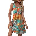 OFEEFAN Womens Square Neck Tank Dresses 2026 Summer Spring Loose Swing Sundresses with Pockets Plain/Print