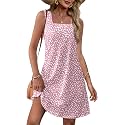 OFEEFAN Womens Square Neck Tank Dresses 2026 Summer Spring Loose Swing Sundresses with Pockets Plain/Print