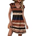 OFEEFAN Womens Summer Dresses 2026 Ruffle Sleeve V Neck Loose Swing Sundresses with Pockets Plain/Print