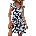 OFEEFAN Womens Summer Dresses 2026 Ruffle Sleeve V Neck Loose Swing Sundresses with Pockets Plain/Print