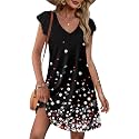 OFEEFAN Womens Summer Dresses 2026 Ruffle Sleeve V Neck Loose Swing Sundresses with Pockets Plain/Print