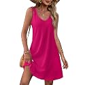 OFEEFAN Womens Summer Dresses 2026 V Neck Sleeveless Sundresses with Pockets Beach Vacation Clothes Floral/Plain